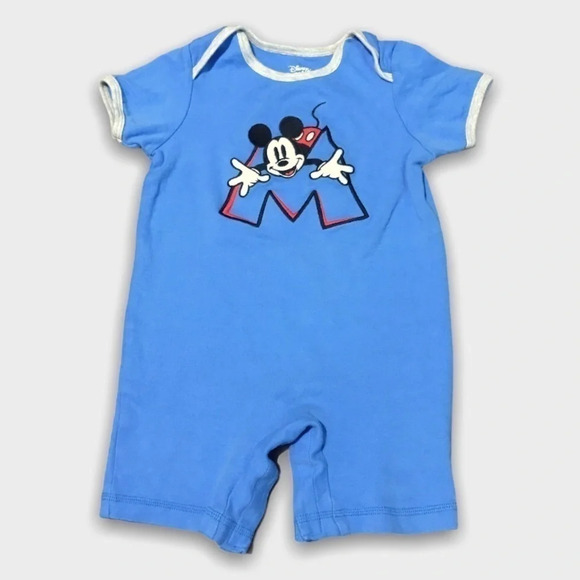 4/$20🥳 Disney Micky Mouse Blue Cotton  Romper - Picture 1 of 4